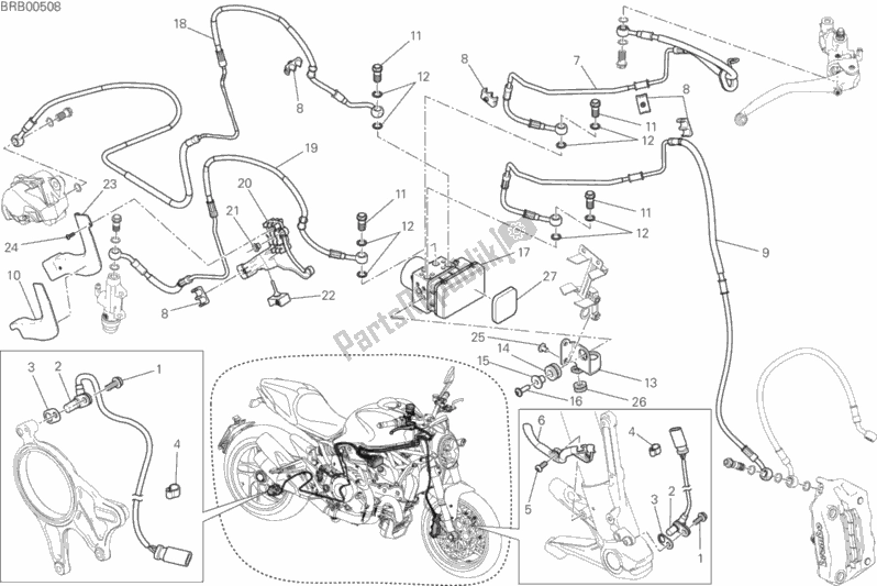 Tutte le parti per il Sistema Di Frenatura Antibloccaggio (abs) del Ducati Monster 1200 USA 2016